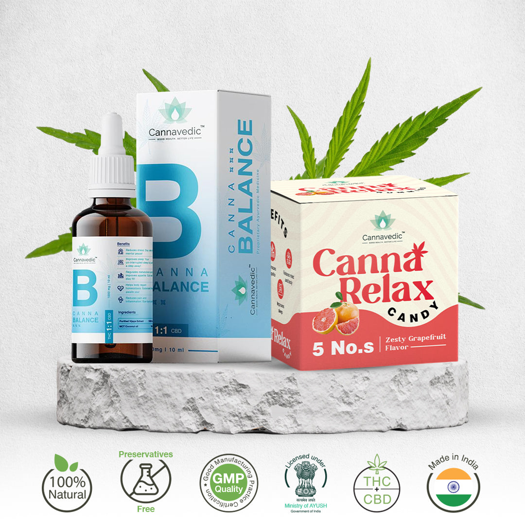 Deep Sleep Kit - CannaBalance 1000mg+ CannaRelax - Ayurvedic Vijaya Candy(Pack of 5)