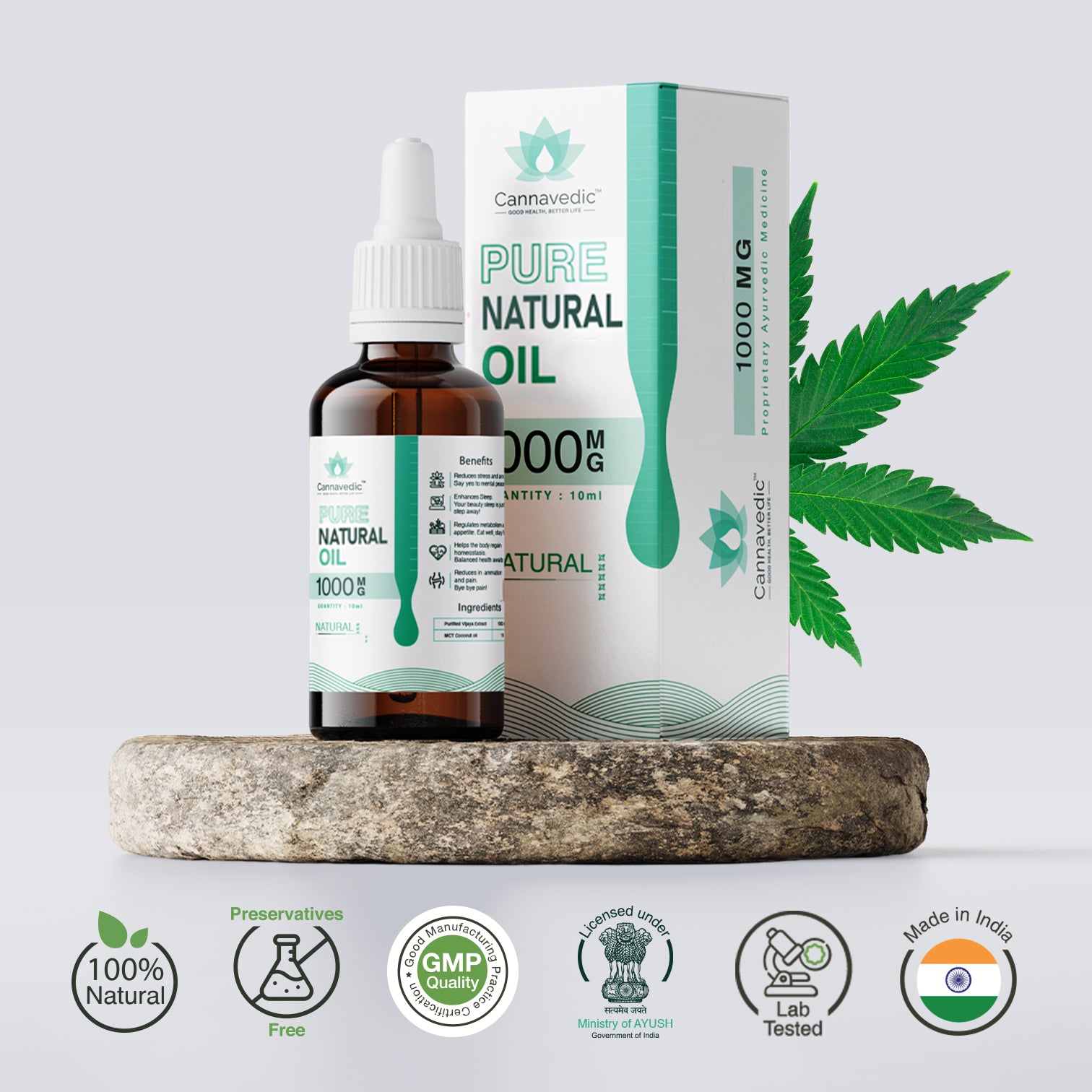 Pure Vijaya Oil Natural 1000mg | 10ml - 100mg/ml