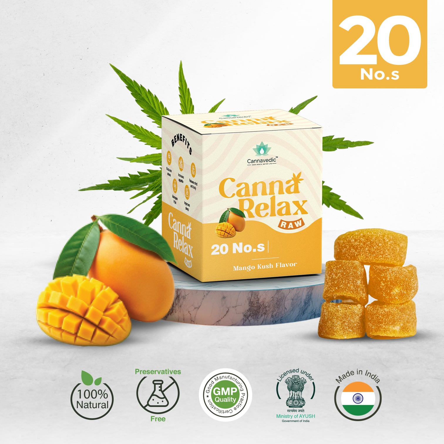 Canna Relax RAW - Ayurvedic Vijaya Candy | Pack of 20 Candies -30mg/Candy