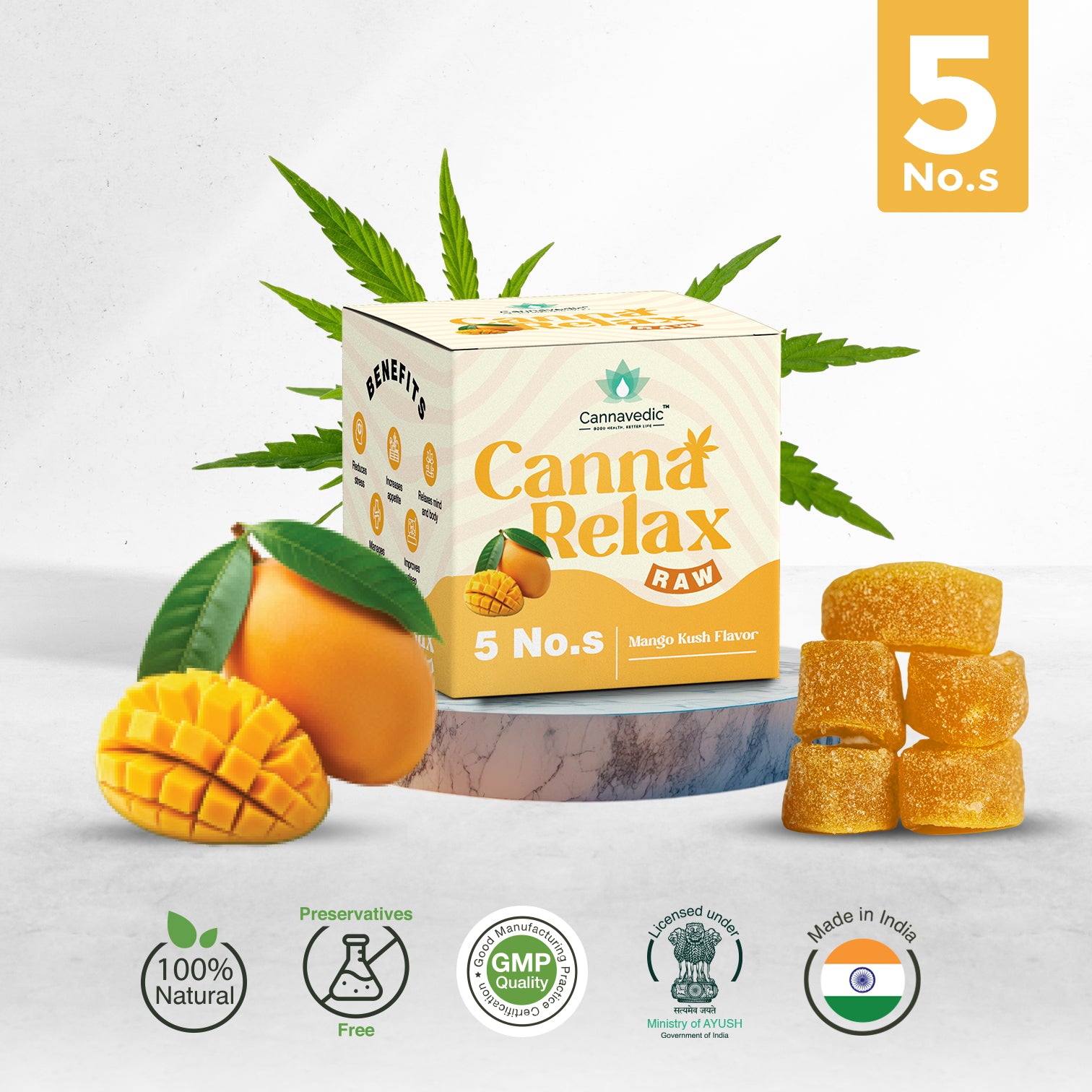 Canna Relax RAW - Ayurvedic Vijaya Candy | Pack of 5 Candies -30mg/Candy