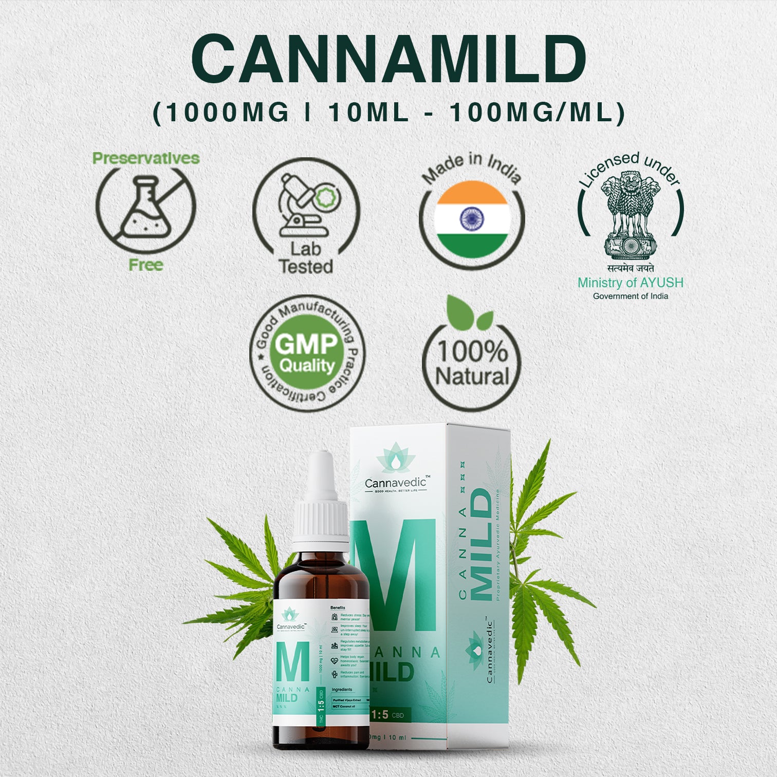 CannaMild 1000mg | 10ml | THC+CBD Oil (1:5|THC:CBD) - 100mg/ml