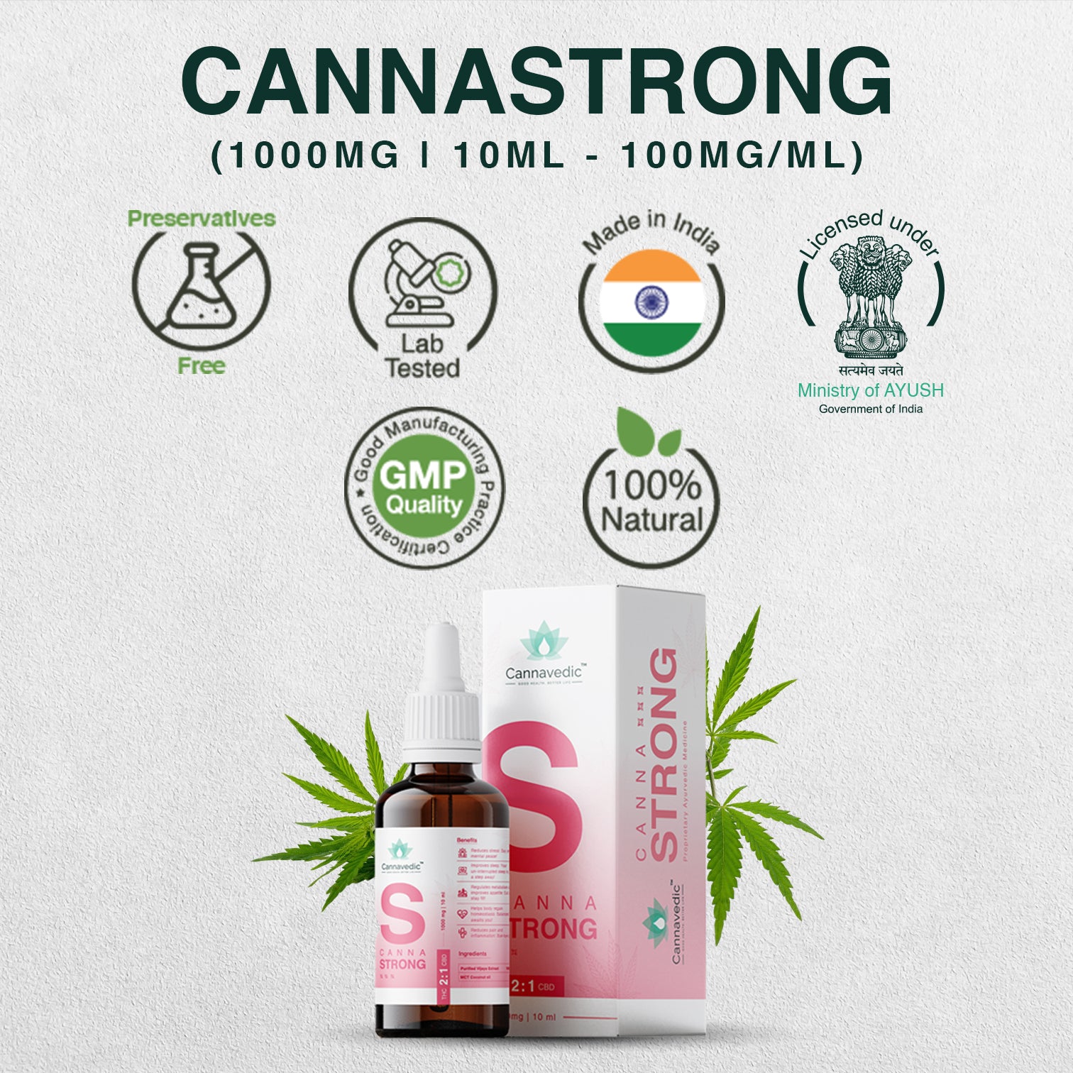 CannaStrong 1000mg | 10ml | THC+CBD Oil (2:1|THC:CBD) - 100mg/ml