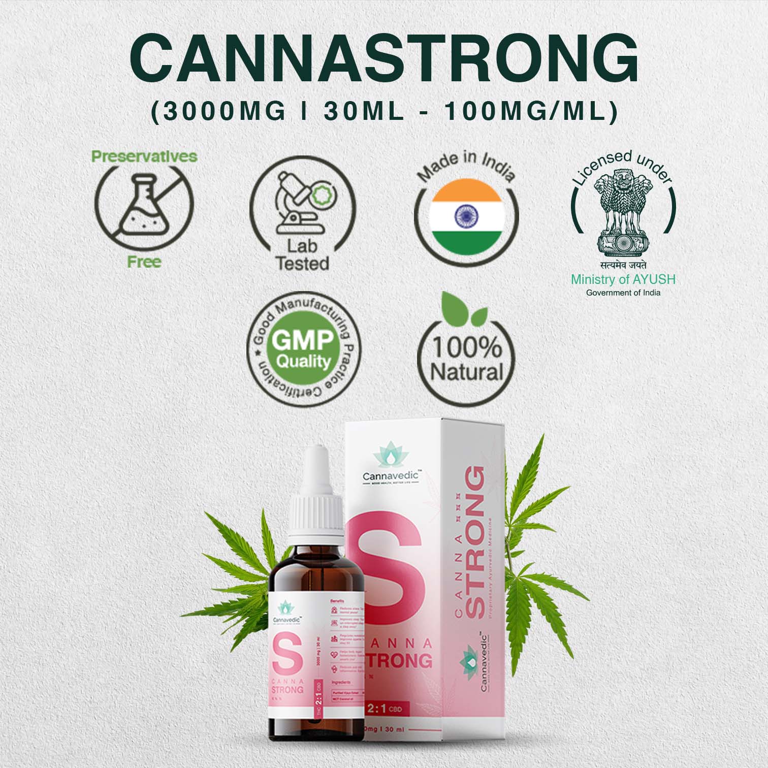 CannaStrong 3000mg | 30ml | THC+CBD Oil (2:1|THC:CBD) - 100mg/ml