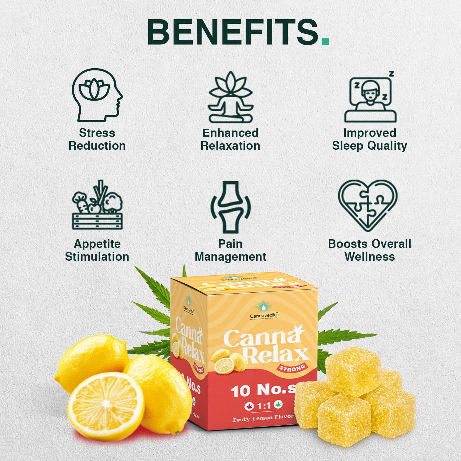 Canna Relax Strong - Ayurvedic Vijaya Candy | Pack of 10 Candies | (1:1 |THC:CBD) -100mg/Candy
