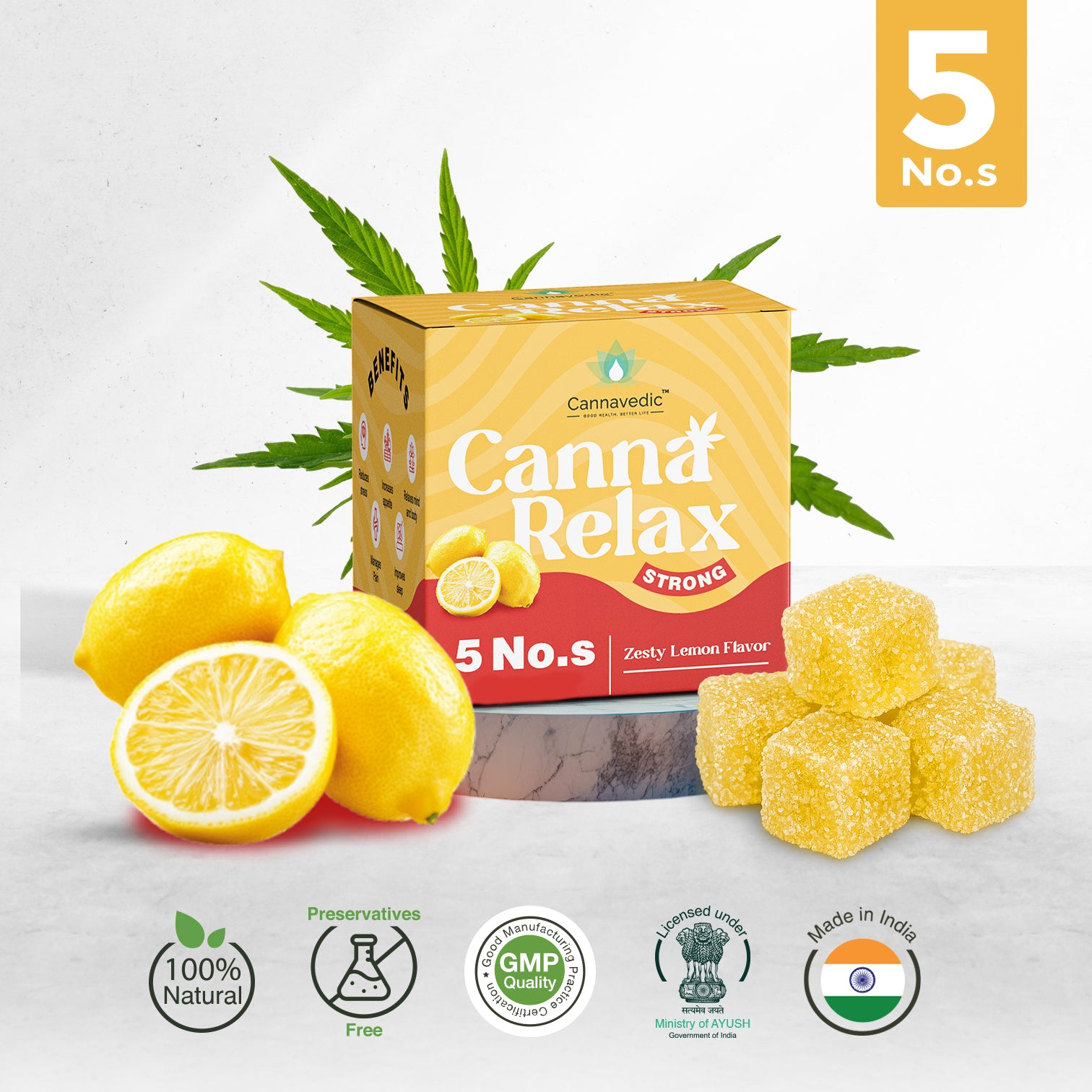 Canna Relax Strong - Ayurvedic Vijaya Candy | Pack of 5 Candies  -100mg/Candy